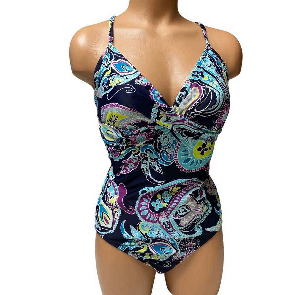 Athleta Women's Paisley Print One-Piece Swimsuit With‎ Adjustable Straps 36B-34C